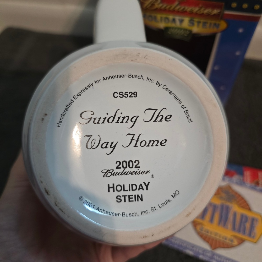 Budweiser Holiday Stein 2002 Guiding The Way Home CS529 Ceramic Mug Box COA - Picture 6 of 7